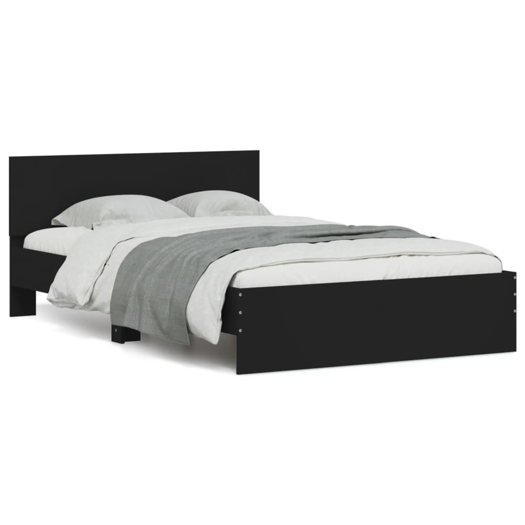vidaXL Rám postele s čelem a LED osvětlením černý 135 x 190 cm