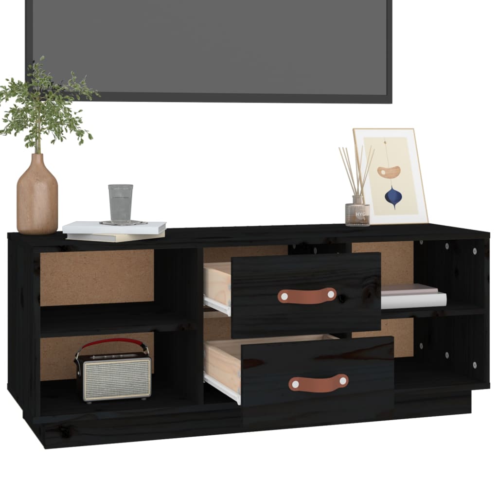 vidaXL TV skříňka černá 100 x 34 x 40 cm masivní borové dřevo