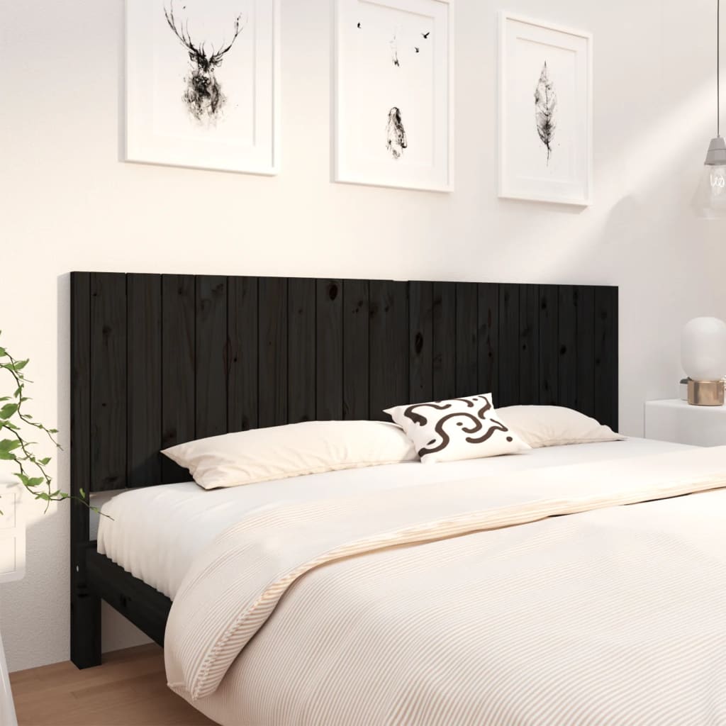 vidaXL Čelo postele černé 205,5 x 4 x 100 cm masivní borovice