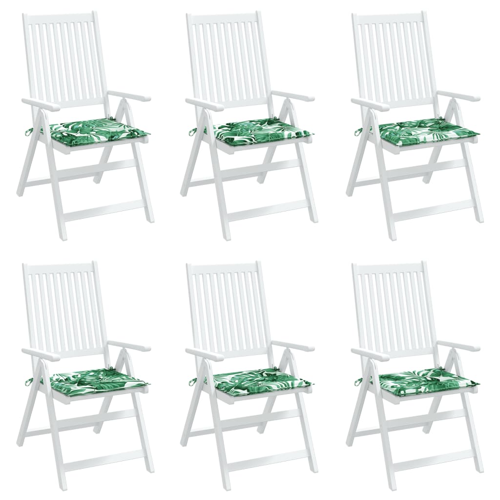 vidaXL Podušky na židli 6 ks vzor listů 40 x 40 x 3 cm textil