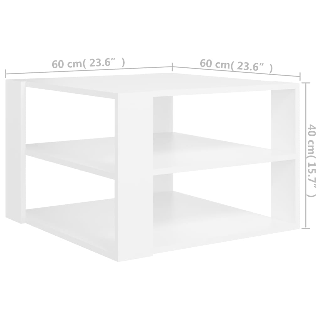 vidaXL Konferenční stolek bílý 60 x 60 x 40 cm dřevotříska