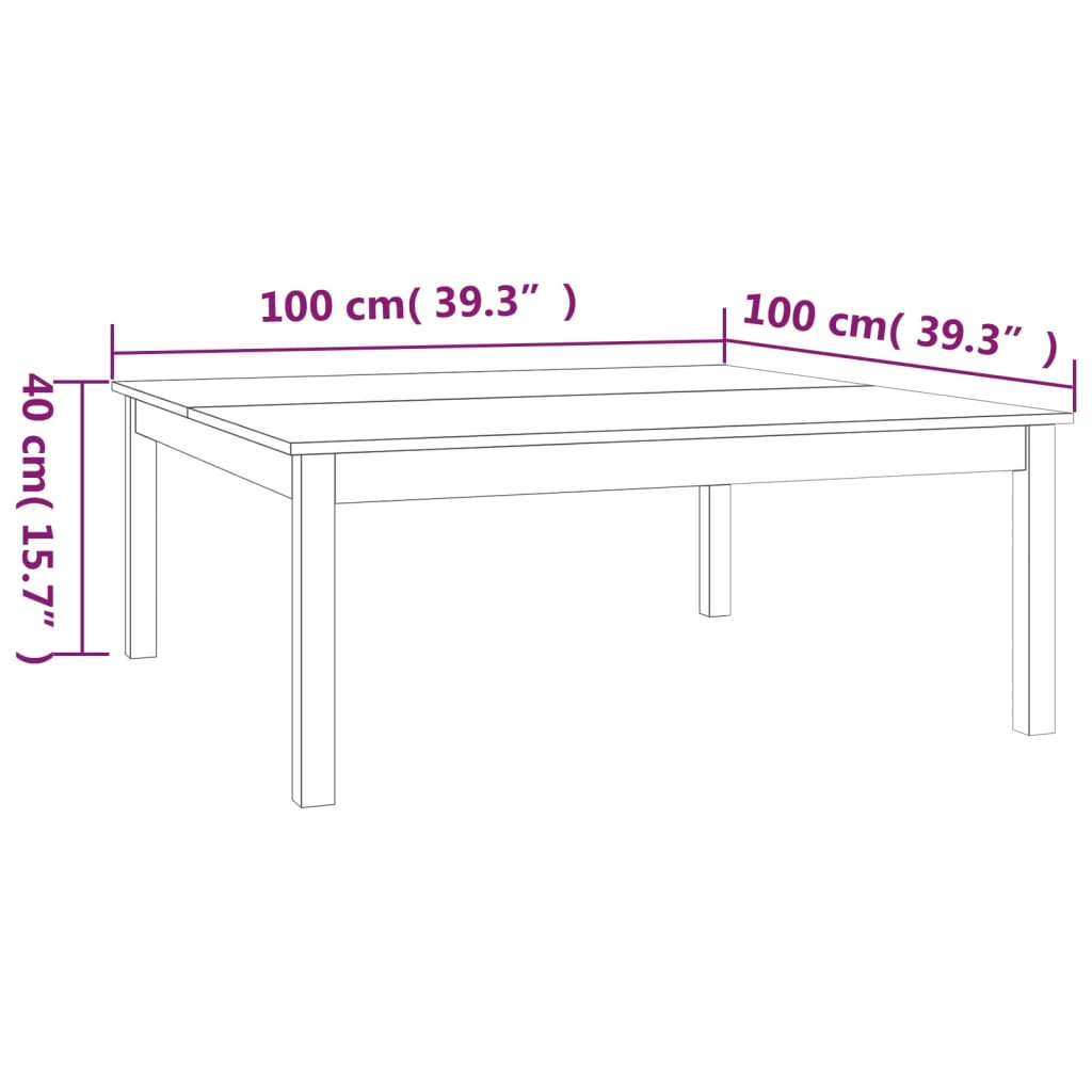 vidaXL Konferenční stolek šedý 100 x 100 x 40 cm masivní borové dřevo