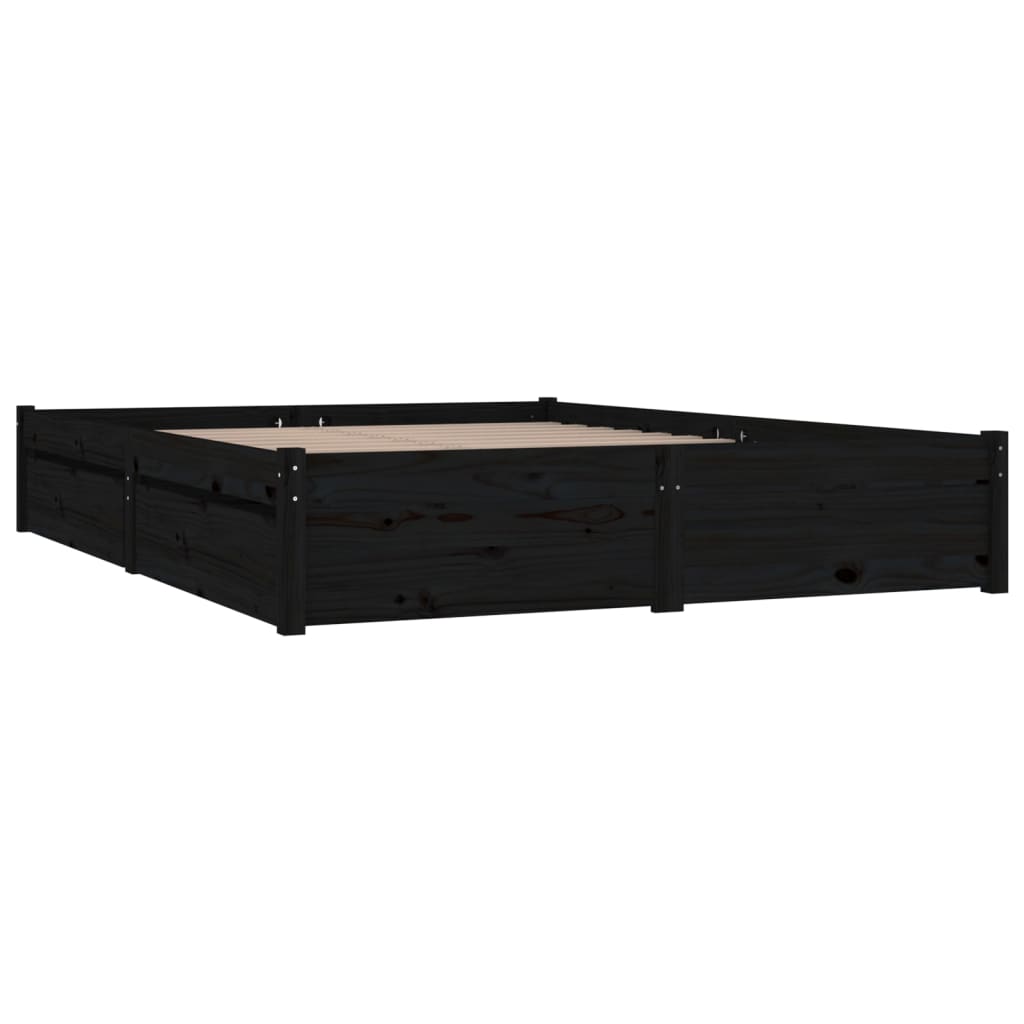 vidaXL Rám postele se zásuvkami černý 140 x 190 cm