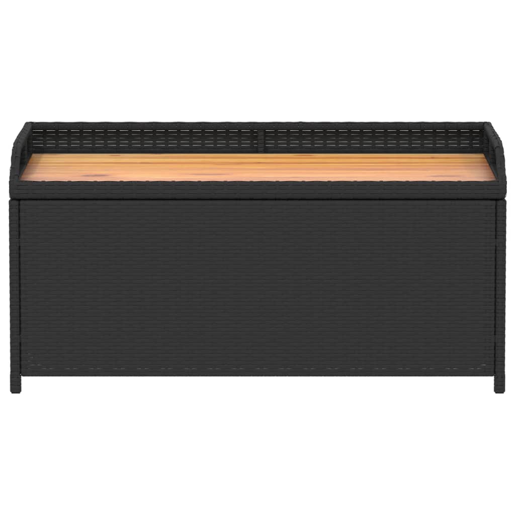 vidaXL Úložná lavice černá 100 x 50 x 52 cm polyratan a akáciové dřevo