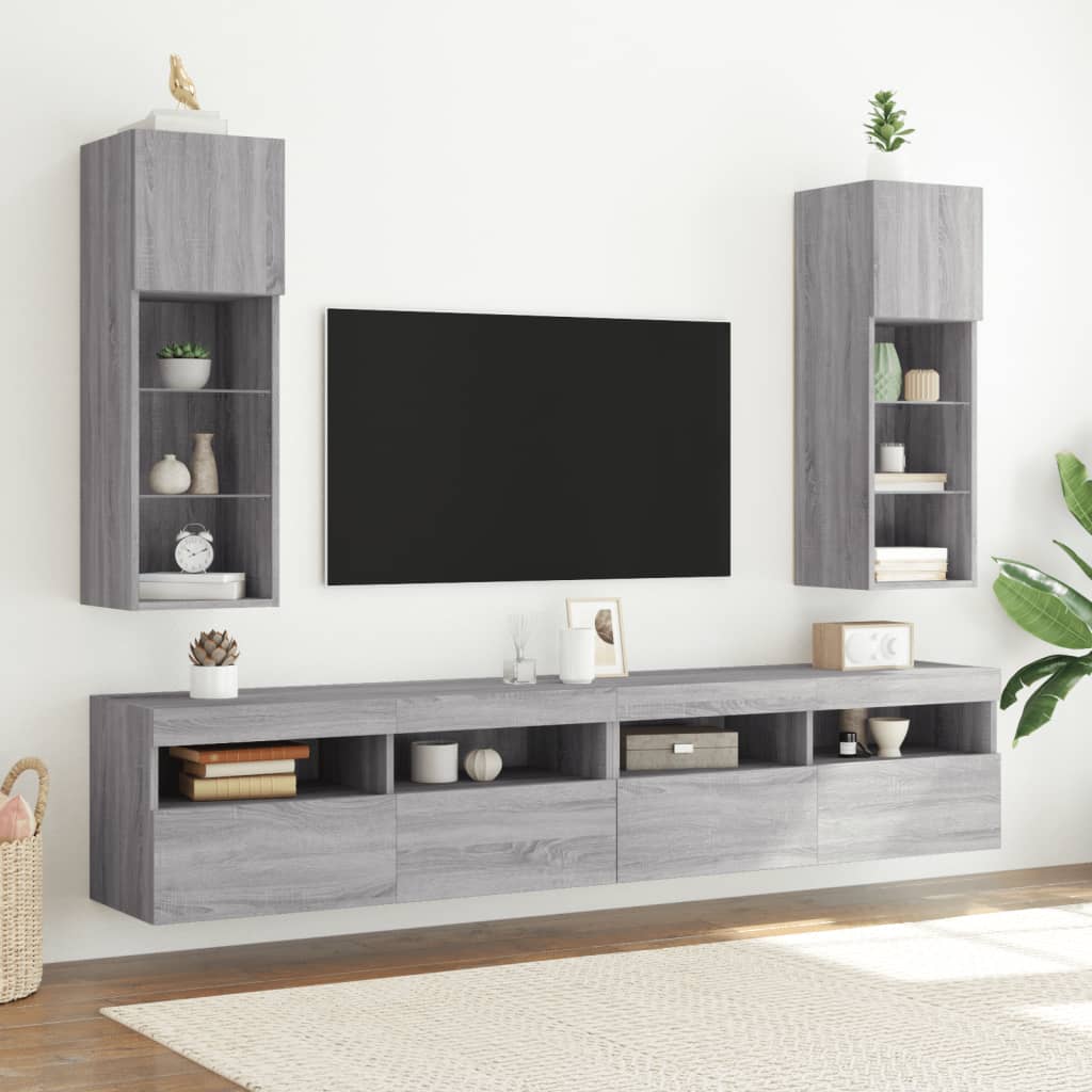 vidaXL TV skříňky s LED osvětlením 2 ks šedé sonoma 30,5 x 30 x 90 cm