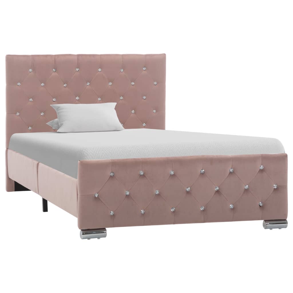 vidaXL Rám postele růžový samet 100 x 200 cm