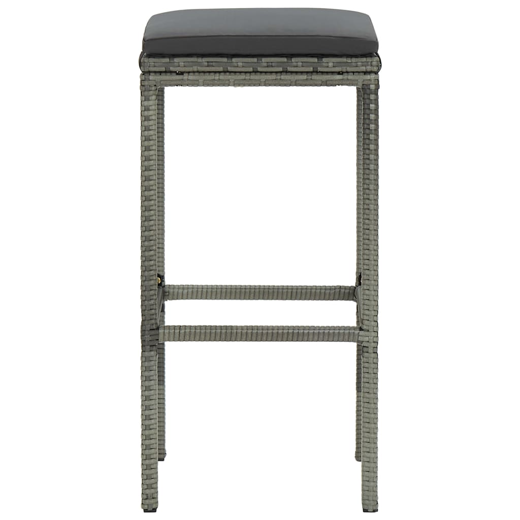 vidaXL Barové stoličky s poduškami 6 ks šedé polyratan