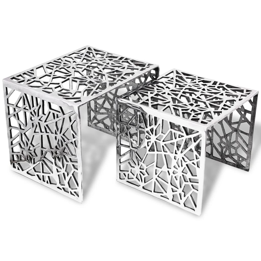 vidaXL Dva kusy odkládací stolky čtvercové hliníkové stříbrné