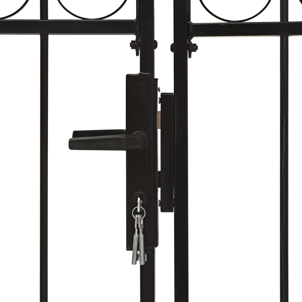 vidaXL Dvoukřídlá zahradní brána s obloukem ocelová 300 x 125 cm černá