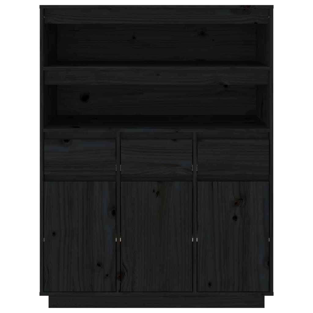 vidaXL Skříň highboard černá 89x40x116,5 cm masivní borové dřevo