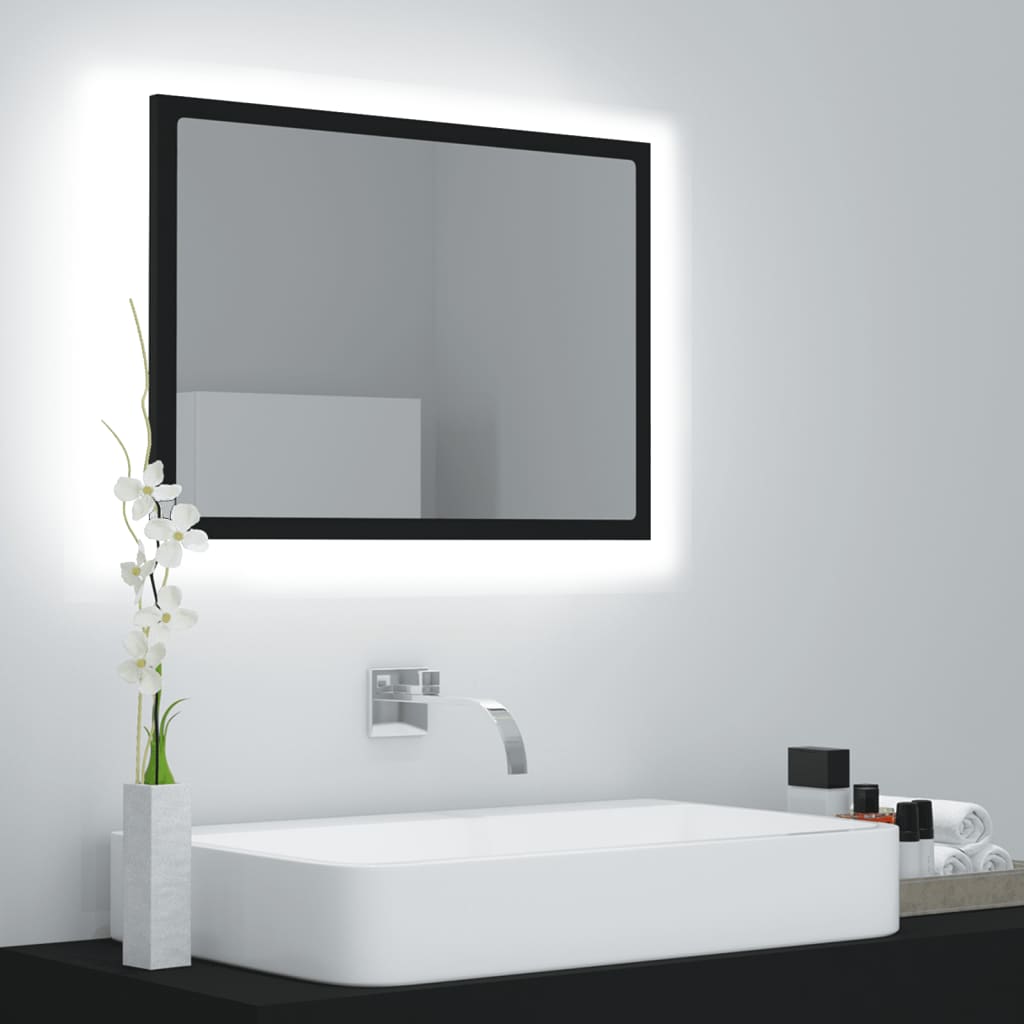 vidaXL LED koupelnové zrcadlo černé 60 x 8,5 x 37 cm akrylové