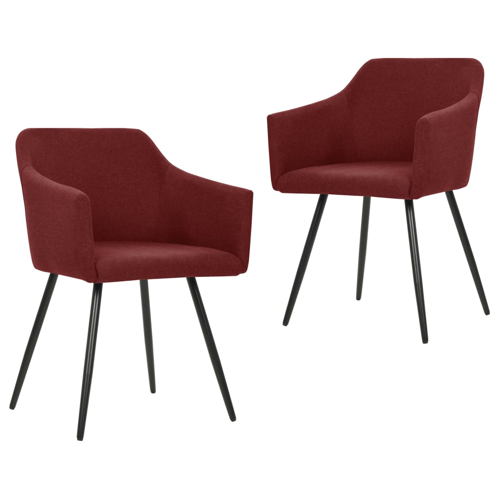 323101 vidaXL Dining Chairs 2 pcs Wine Red Fabric