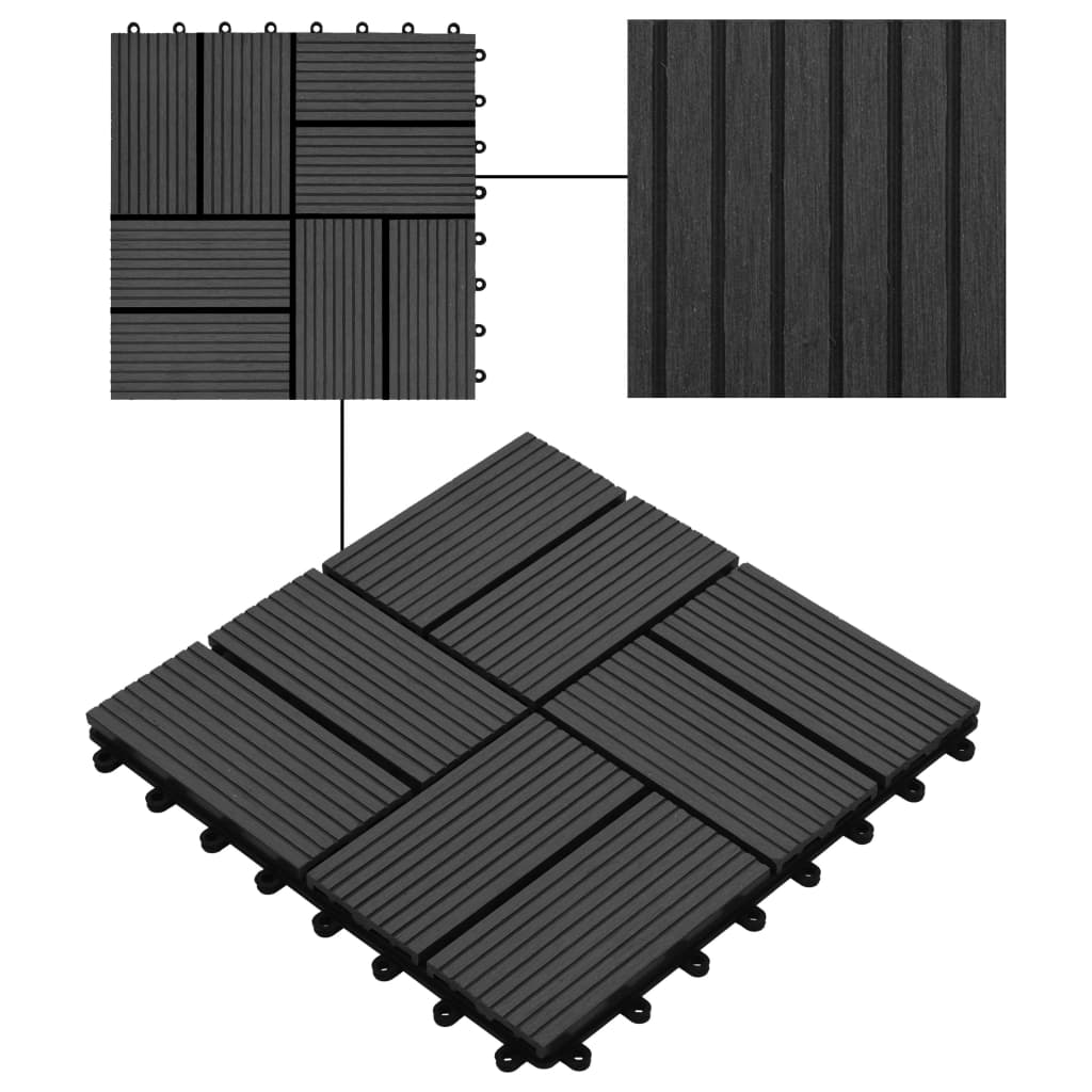 vidaXL Terasové dlaždice z dřevoplastu 11 ks 30 x 30 cm 1 m² černé