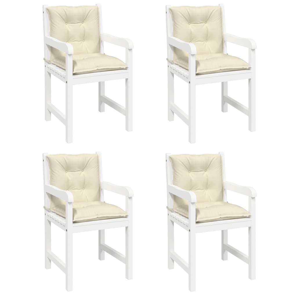 vidaXL Podušky na židli nízké opěradlo 4 ks krémové 100x50x7 cm textil
