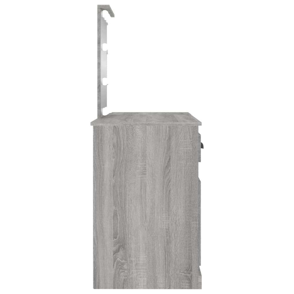 vidaXL Toaletní stolek s LED šedý sonoma 130 x 50 x 132,5 cm