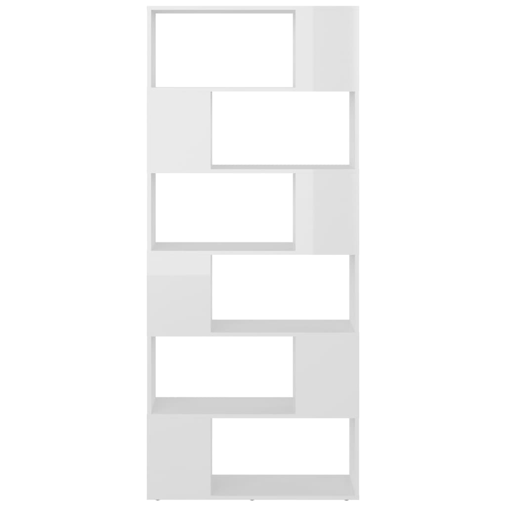 vidaXL Knihovna/dělicí stěna bílá vysoký lesk 80x24x186 cm dřevotříska