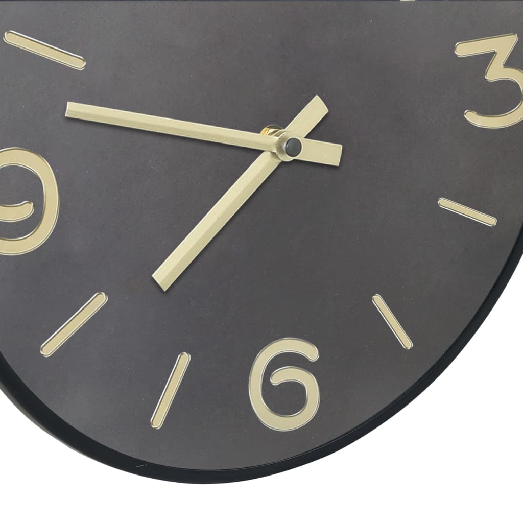 vidaXL Nástěnné hodiny antracitovo-zlaté 31,5 cm železo a MDF