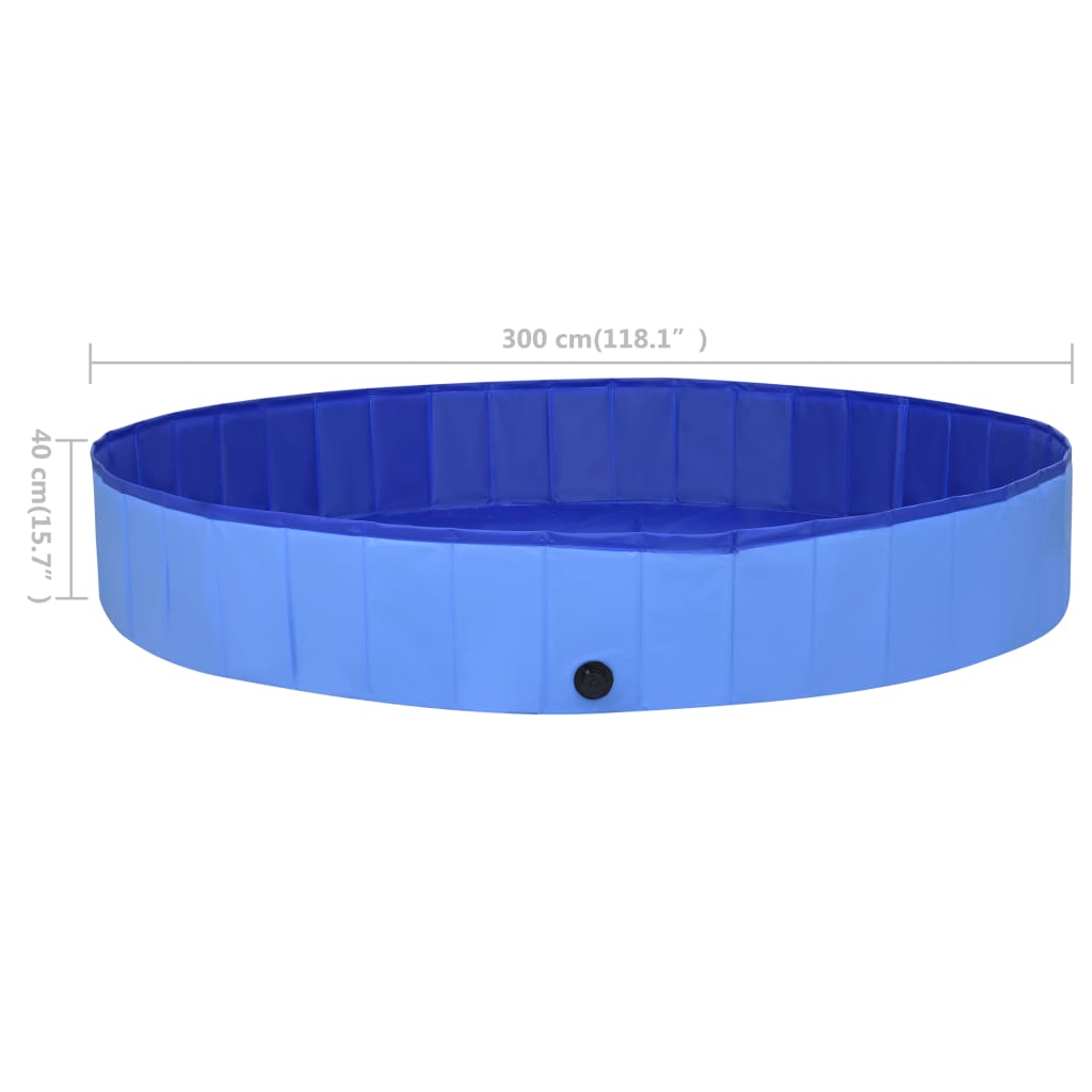 vidaXL Skládací bazén pro psy modrý 300 x 40 cm PVC