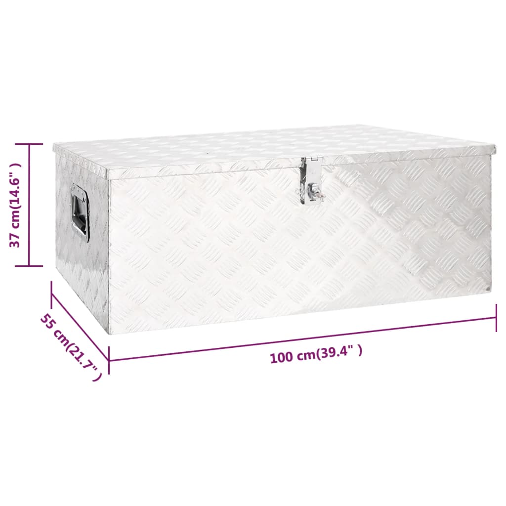 vidaXL Úložný box stříbrný 100 x 55 x 37 cm hliník
