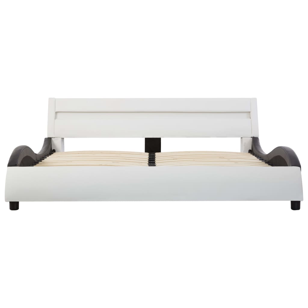 vidaXL Rám postele s LED světlem bílý a černý umělá kůže 160 x 200 cm