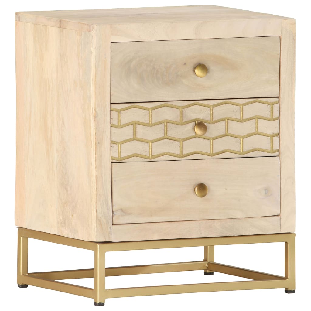 vidaXL Noční stolek zlatý 40 x 30 x 50 cm masivní mangovníkové dřevo