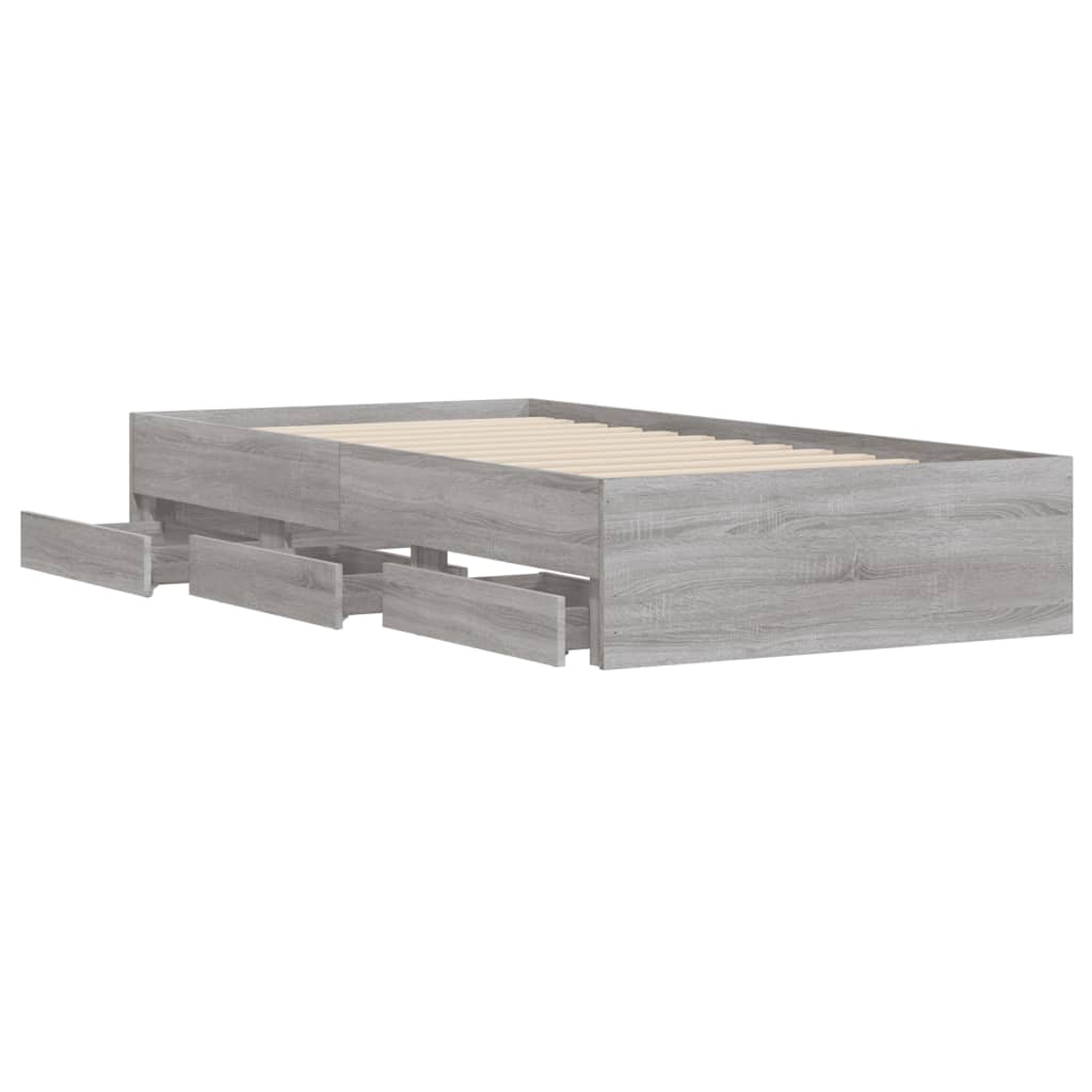 vidaXL Rám postele se zásuvkami šedý sonoma 90x200 cm kompozitní dřevo