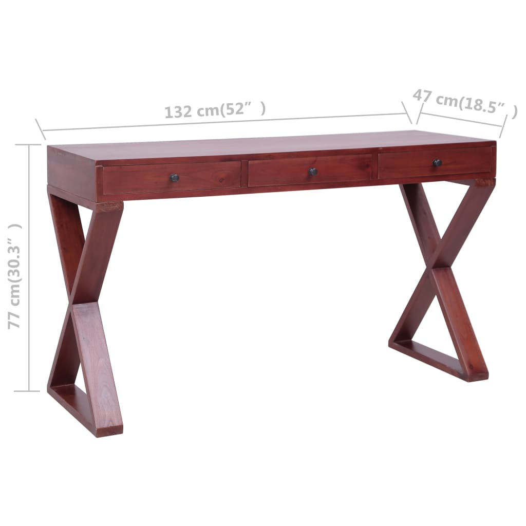vidaXL Počítačový stůl hnědý 132 x 47 x 77 cm masivní mahagonové dřevo