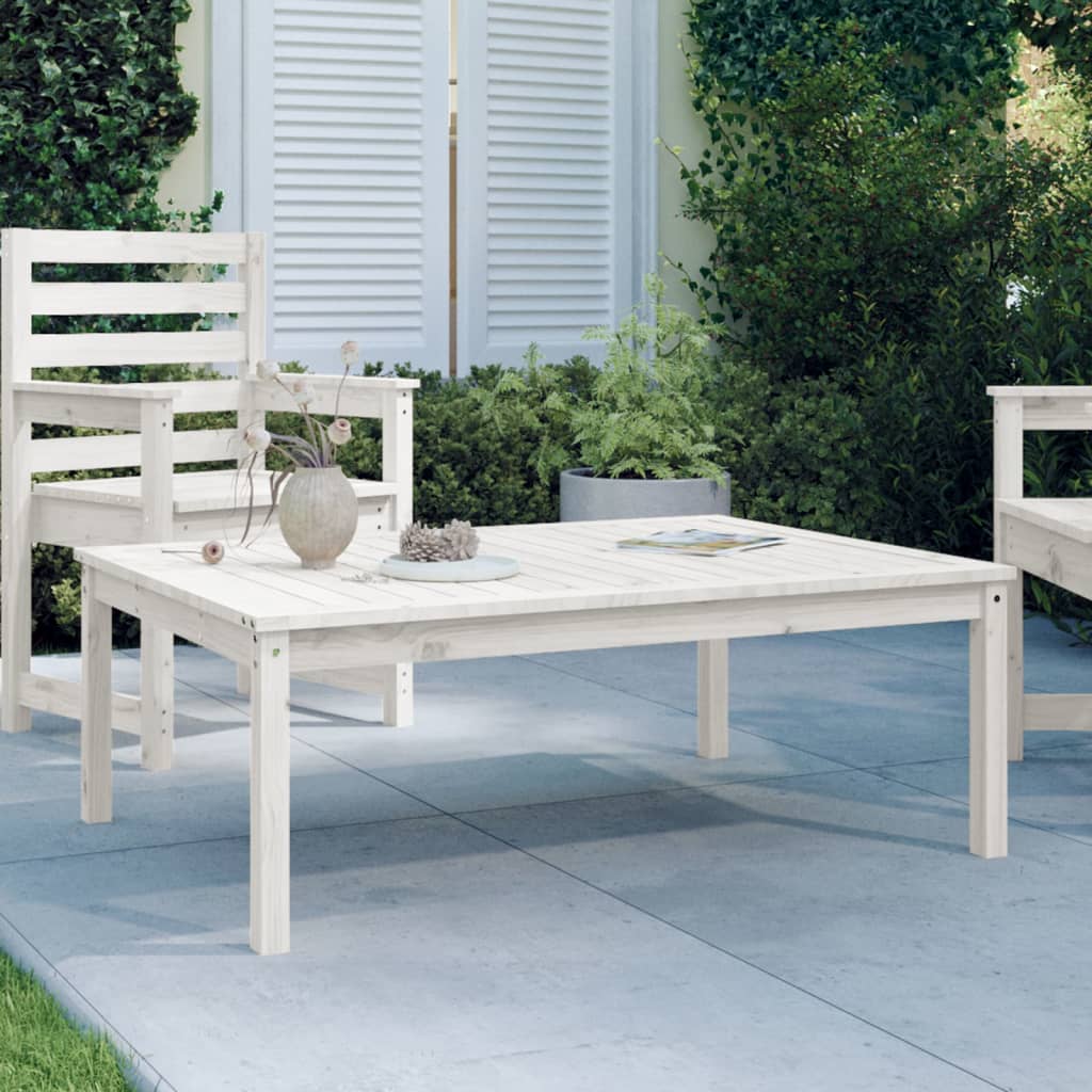 vidaXL Zahradní stůl bílý 121 x 82,5 x 45 cm masivní borové dřevo