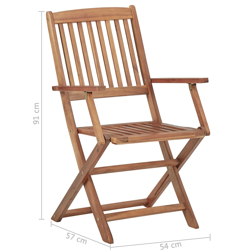 vidaXL Skládací venkovní židle s poduškami 8 ks masivní akáciové dřevo