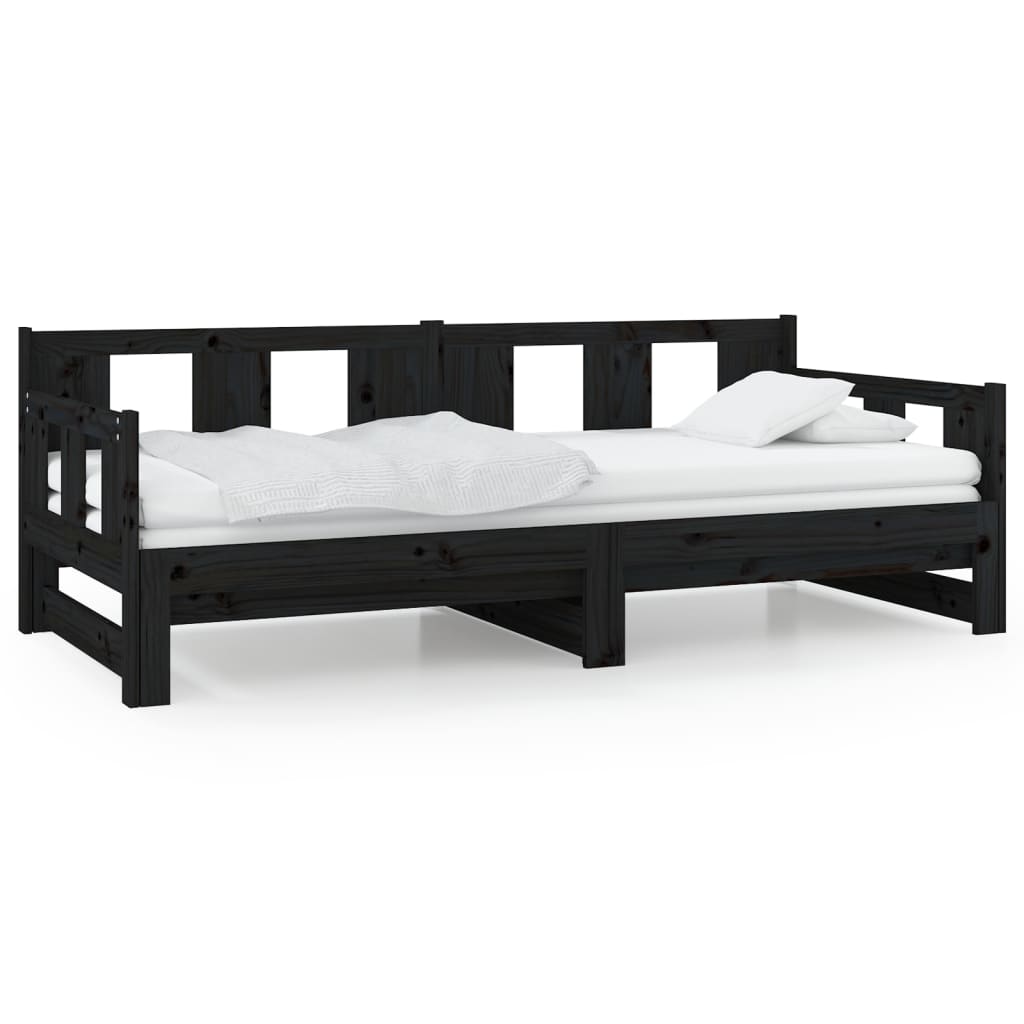 vidaXL Výsuvná postel černá masivní borovice 2x (90 x 190) cm