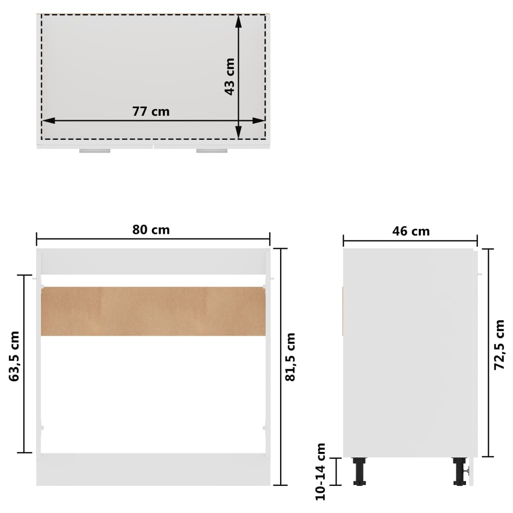 vidaXL Skříňka pod dřez bílá 80 x 46 x 81,5 cm dřevotříska
