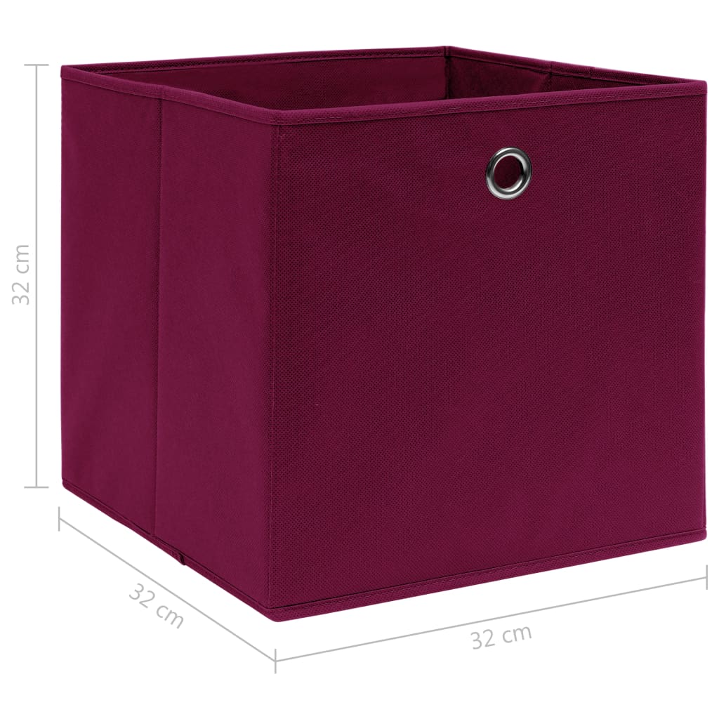 vidaXL Úložné boxy 10 ks tmavě červené 32 x 32 x 32 cm textil