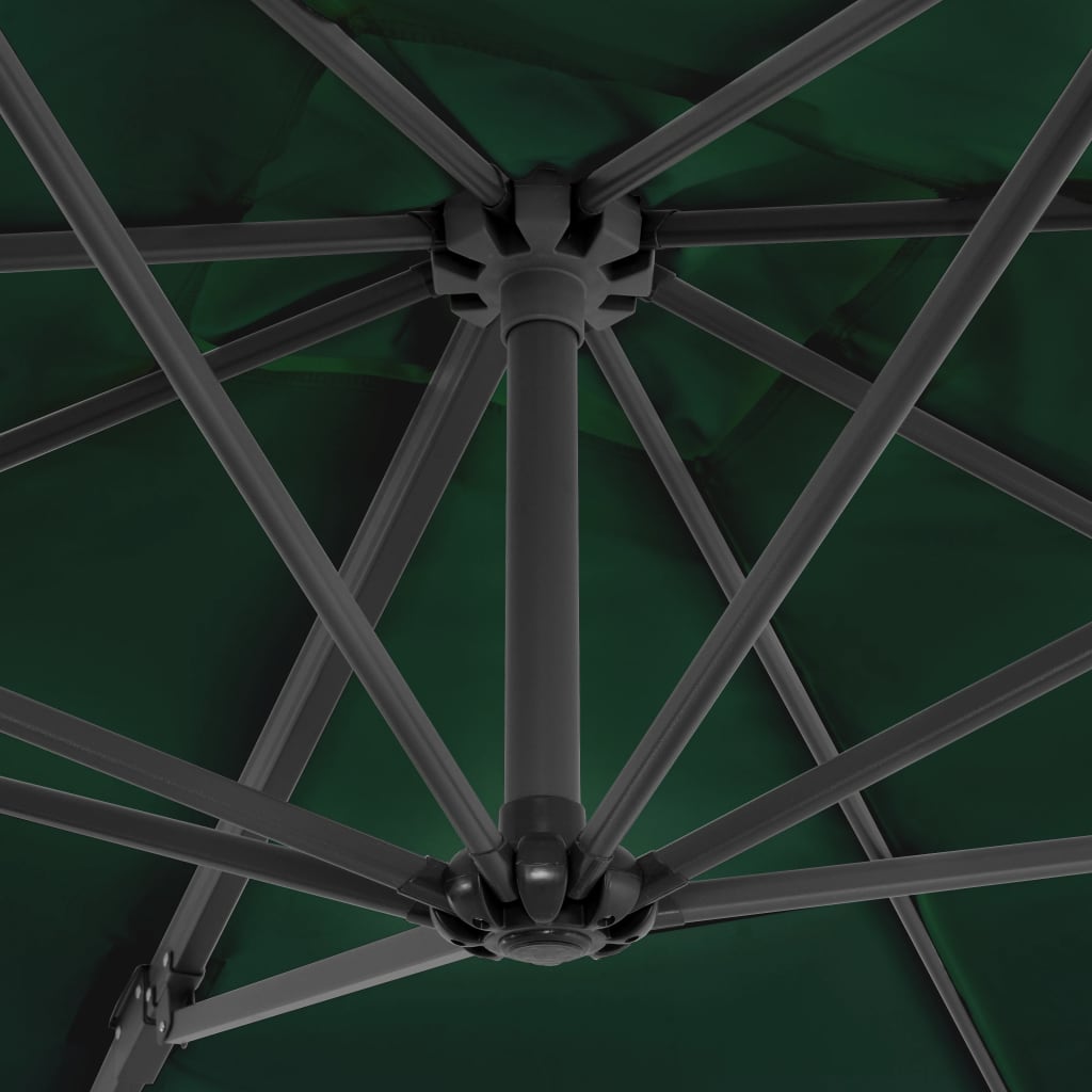 vidaXL Konzolový slunečník s hliníkovou tyčí 250 x 250 cm zelený