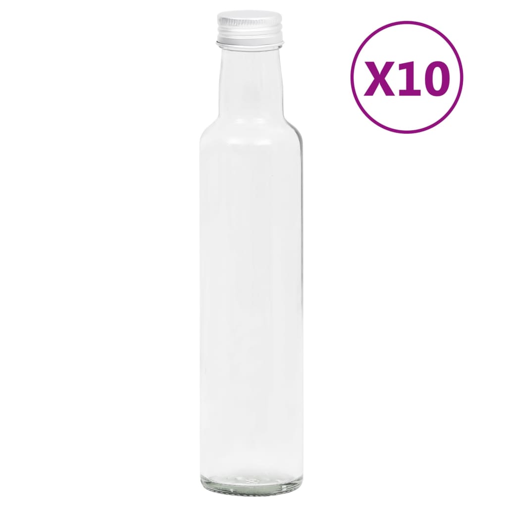 vidaXL Malé skleněné láhve 260 ml se šroubovým uzávěrem 10 ks