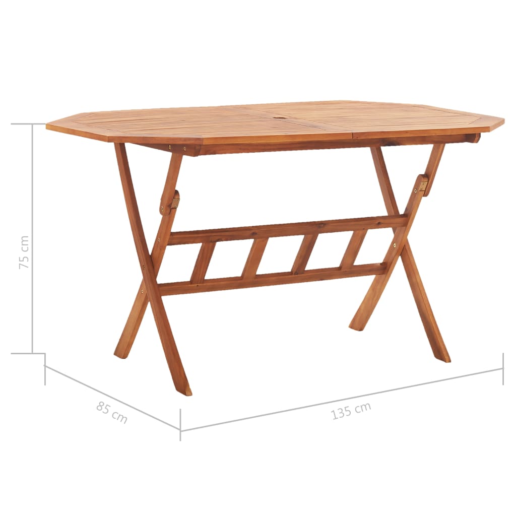 vidaXL Skládací zahradní stůl 135 x 85 x 75 cm masivní akáciové dřevo