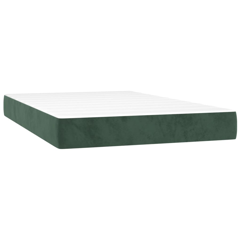 vidaXL Box spring postel s matrací a LED tmavě zelená 120x200 cm samet