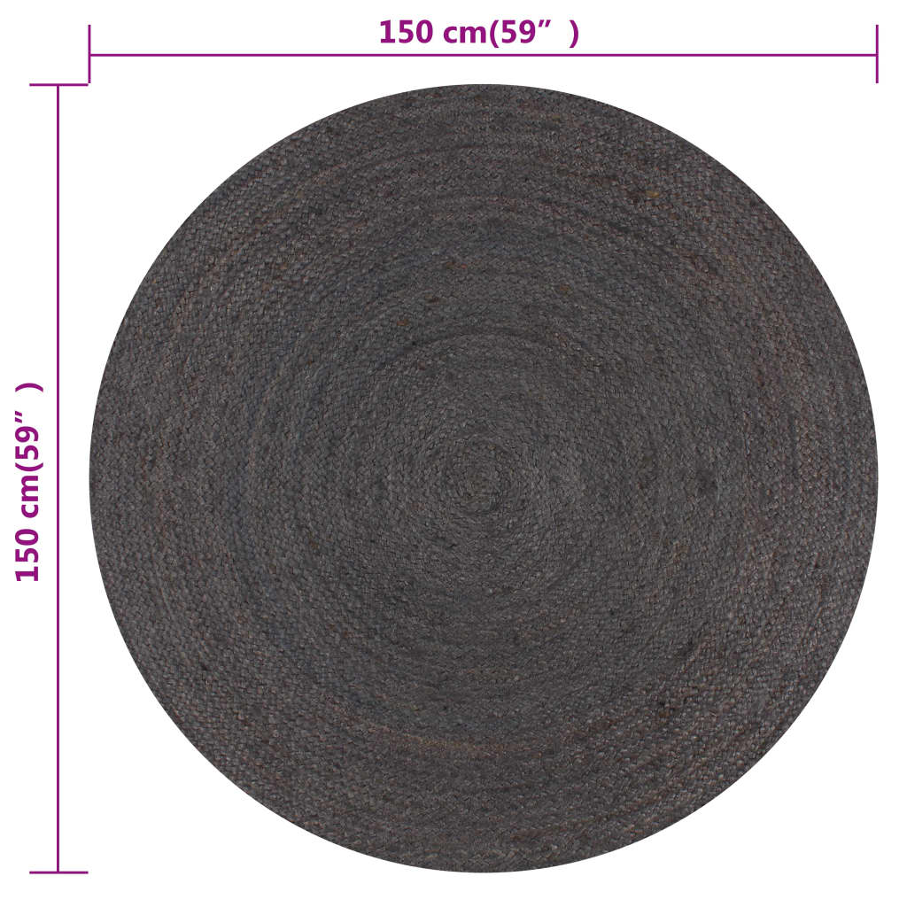 vidaXL Ručně vyrobený koberec z juty kulatý 150 cm tmavě šedý