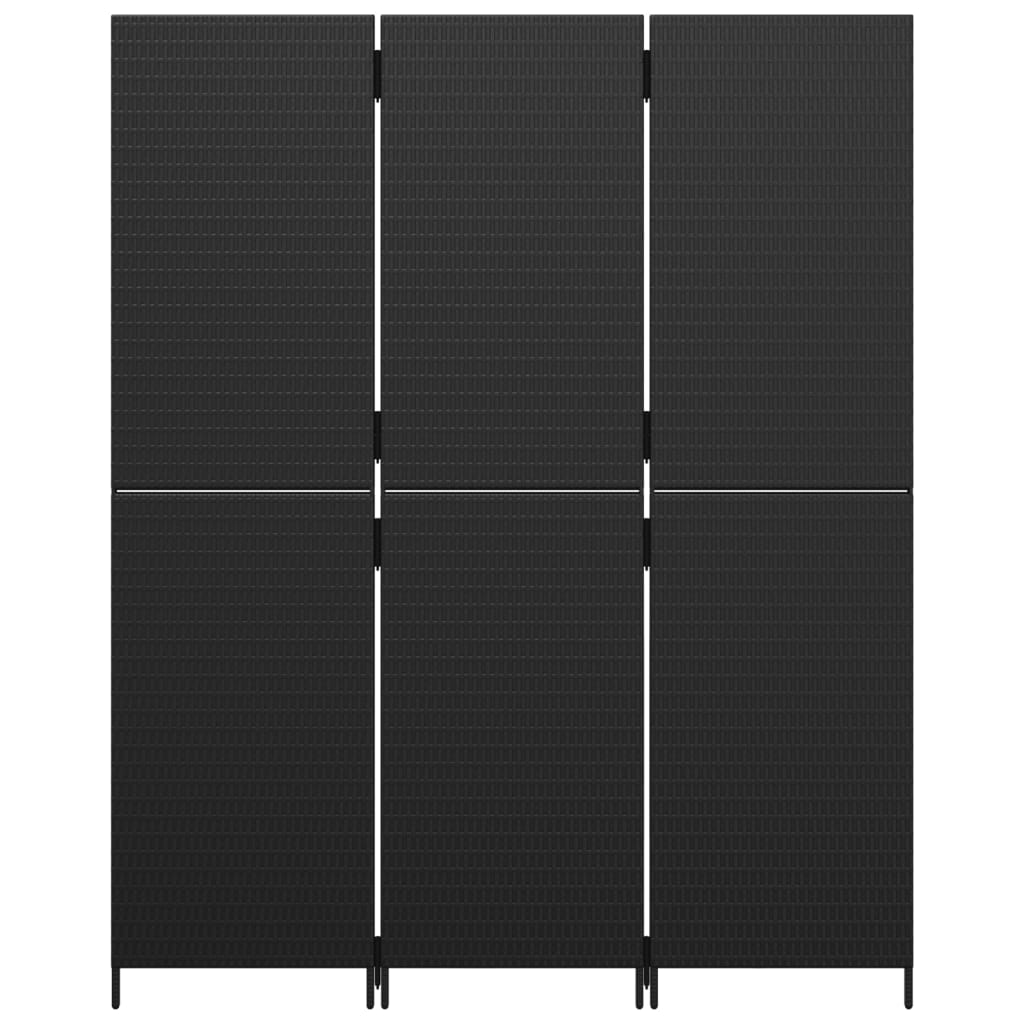 vidaXL Dělicí stěna 3 panely černá polyratan