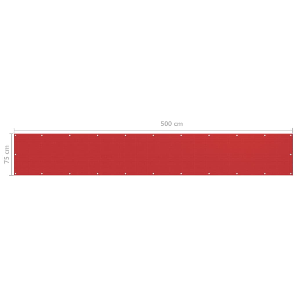 vidaXL Balkónová zástěna červená 75 x 500 cm HDPE
