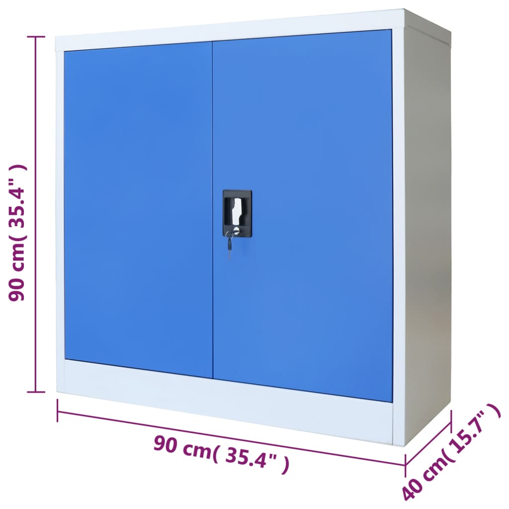 vidaXL Kancelářská skříň kovová 90 x 40 x 90 cm šedo-modrá