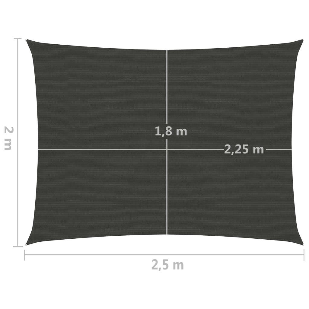 vidaXL Plachta proti slunci 160 g/m² antracitová 2 x 2,5 m HDPE