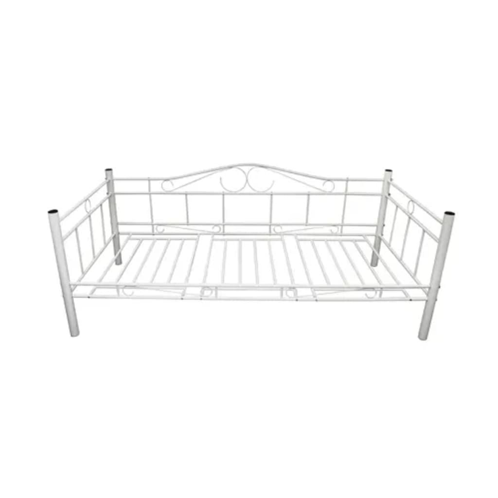 vidaXL Rám denní postele bílý kov 90 x 200 cm