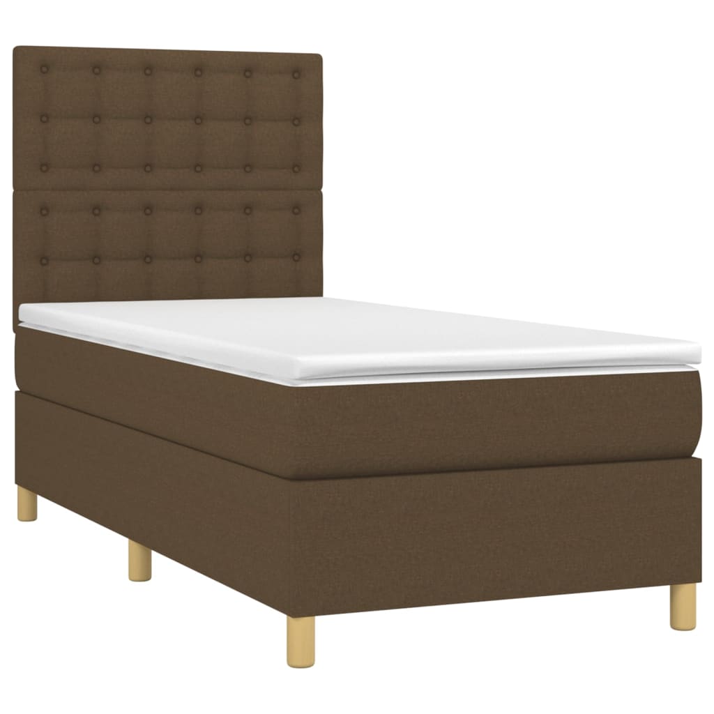 vidaXL Box spring postel s matrací tmavě hnědá 100 x 200 cm textil