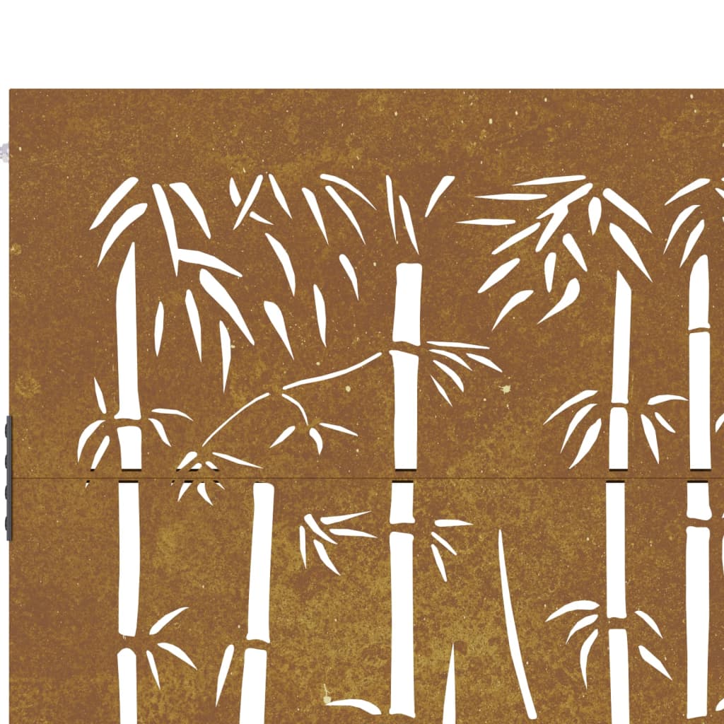 vidaXL Zahradní branka 105 x 130 cm cortenová ocel Bambus