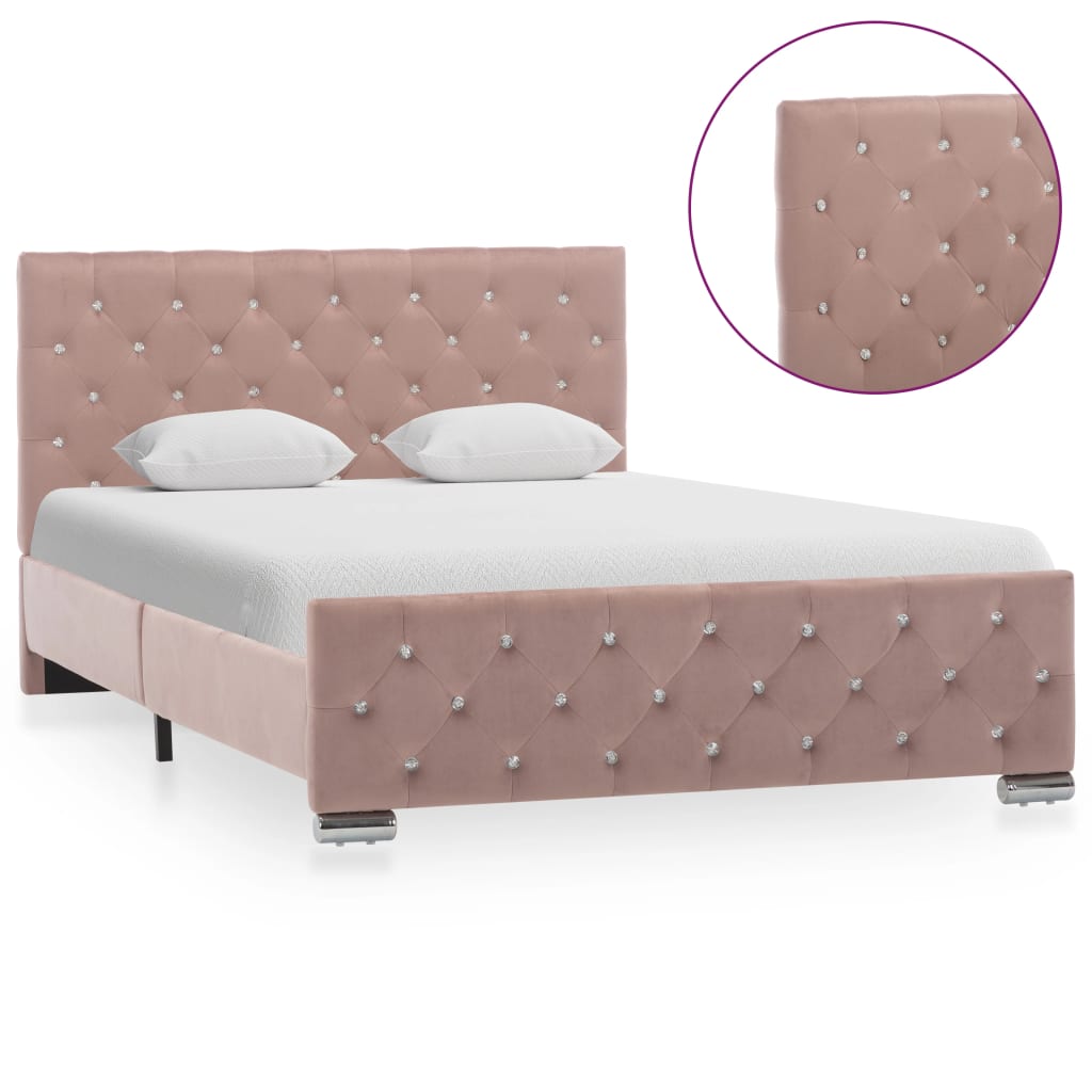 vidaXL Rám postele růžový samet 120 x 200 cm