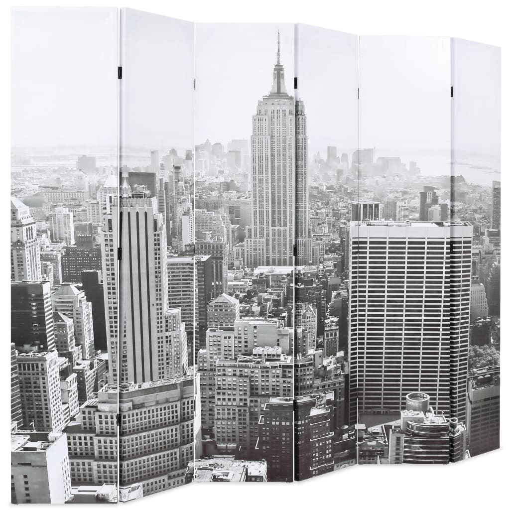 vidaXL Skládací paraván 228 x 170 cm New York by Day černobílý
