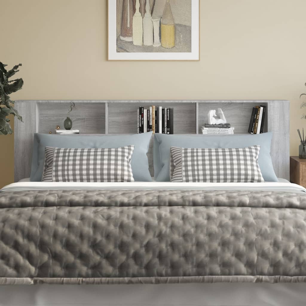 vidaXL Čelo postele s úložným prostorem šedé sonoma 220x18,5x104,5 cm