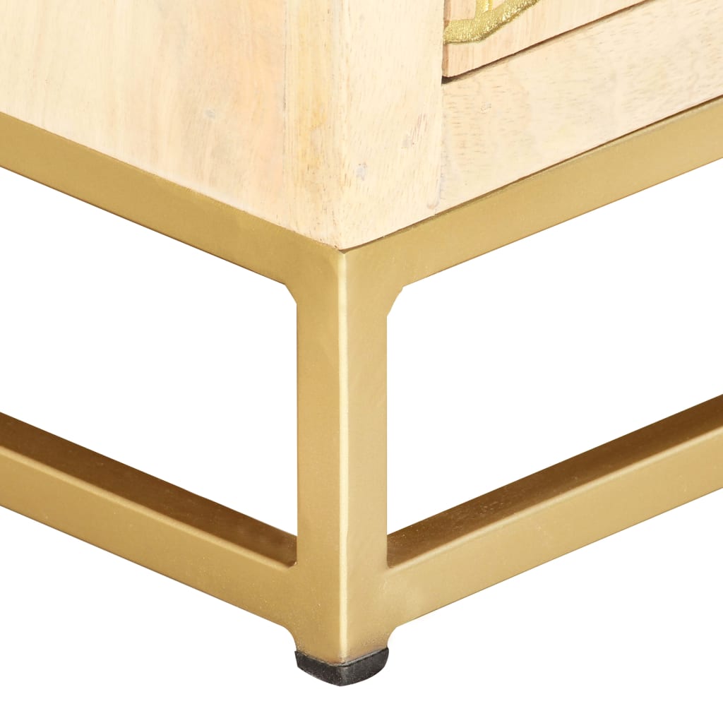 vidaXL TV stolek zlatý 120 x 30 x 40 cm masivní mangovníkové dřevo