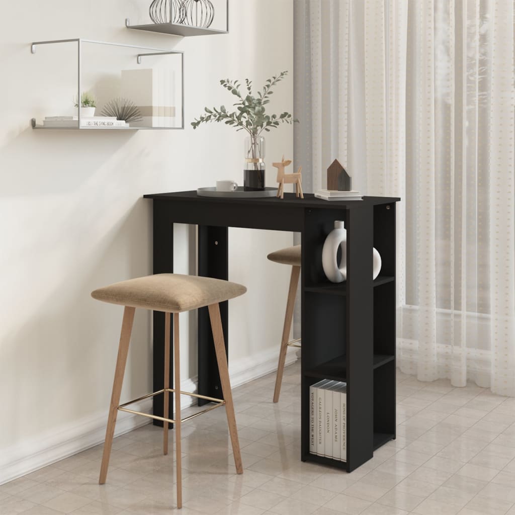 vidaXL Barový stůl s regálem černý 102x50x103,5 cm kompozitní dřevo