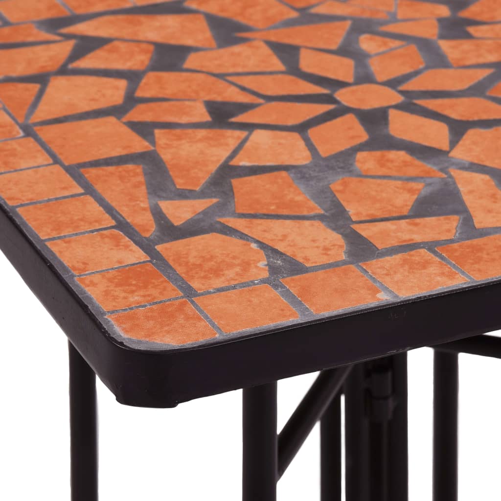 vidaXL Mozaikový odkládací stolek terakota keramika